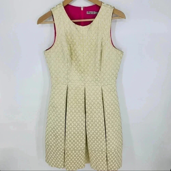 Eliza J gold and cream brocade fit and flare dress - Picture 2 of 6